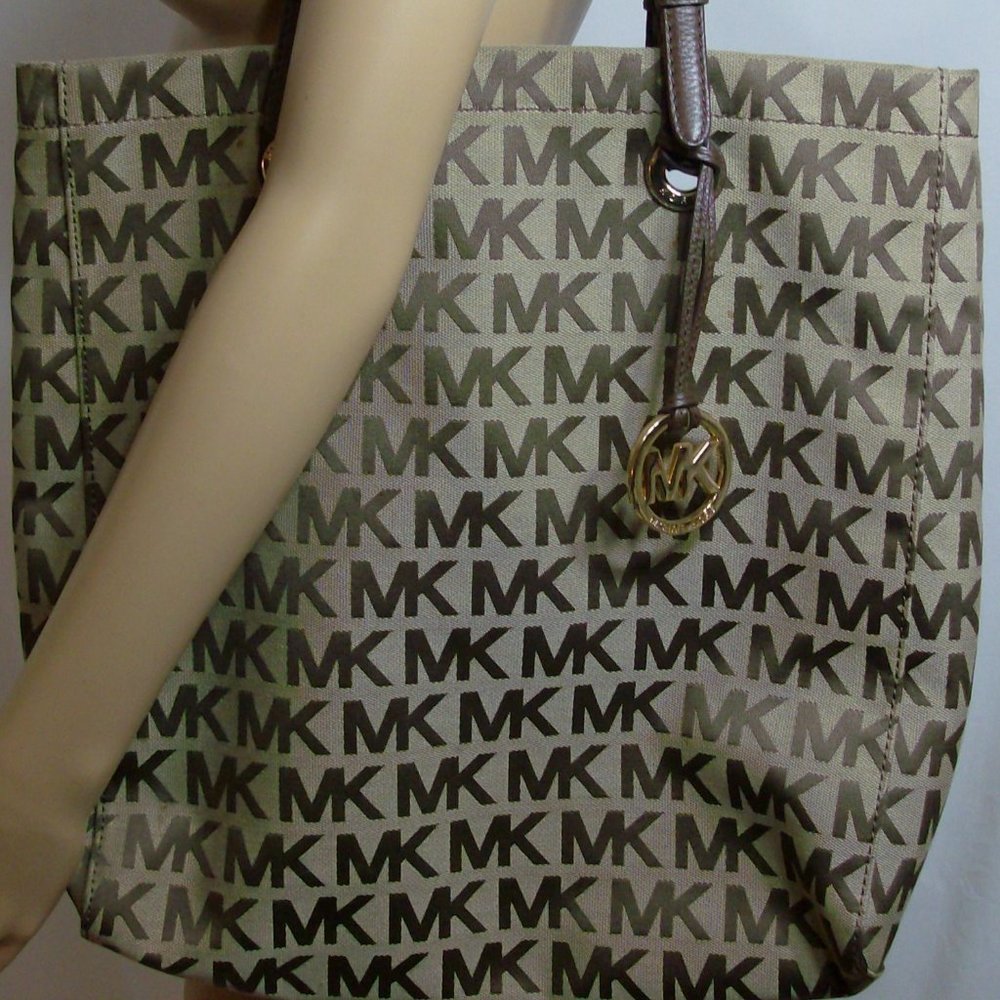 Michael Kors Brown Logo Canvas Tote